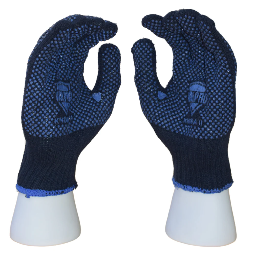 Double Side Dotted cotton Gloves: Heavy Duty Blue PVC Grip