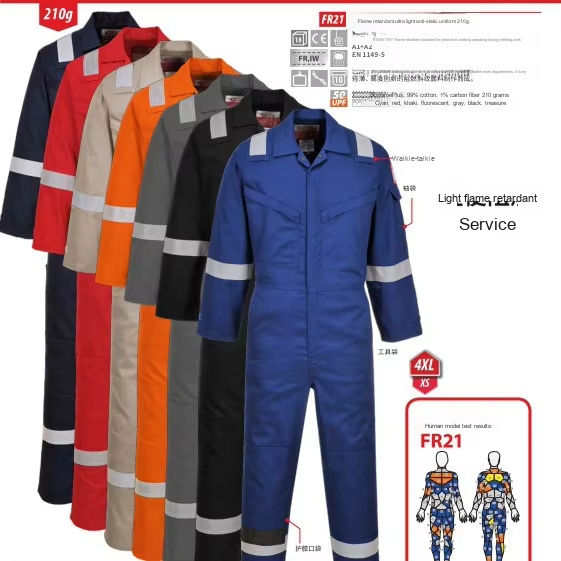 Anti-Static Flame Retardant Coverall High Visibility Protective Clothing Fireproof Cotton Suit Safety Clothing