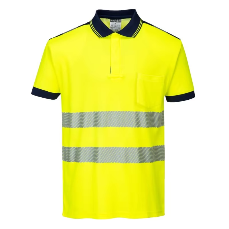 Fluorescent Yellow Reflective Tank Top Water-Proof Polyester Safety Vest Special Features Collar T-shirt Style