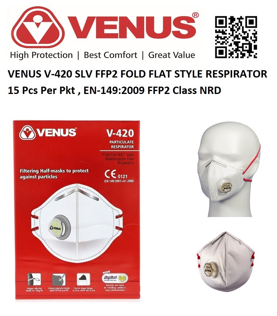 VENUS FFP2/N95 MASK WITH VALVE- FOLD FLAT STYLE RESPIRATOR.