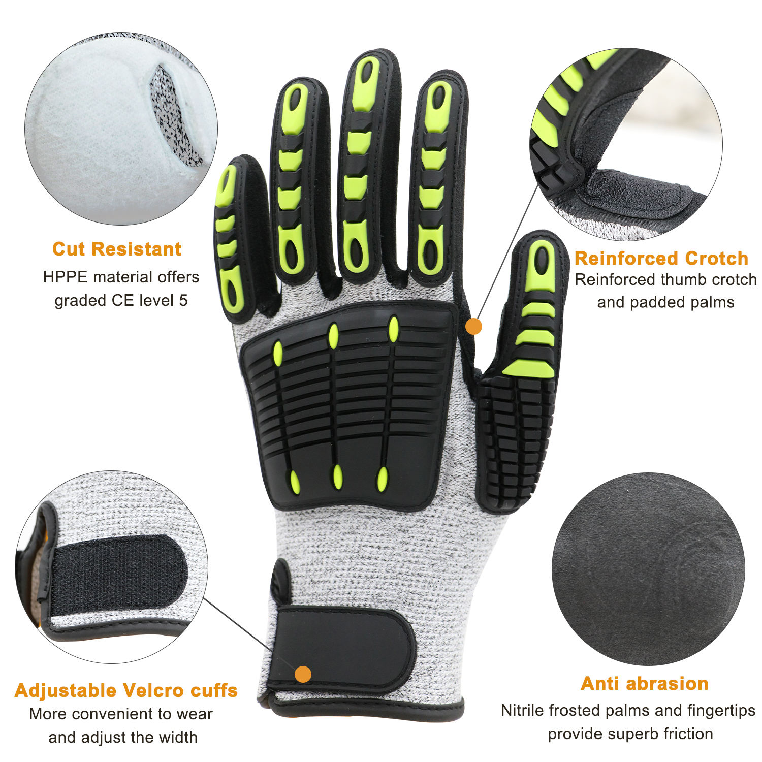 Safety Gloves Anti-Smash Anti-Vibration Anti-Cut Wear-Resistant Heat Insulation Impact-Resistant.